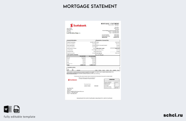 цифровая загрузка шаблона выписки по ипотеке Scotiabank Сент Люсии в форматах Wo